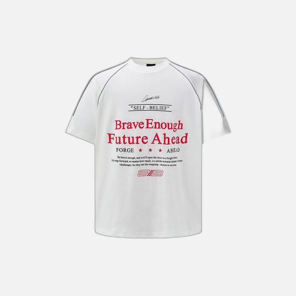 Breezy-Cut Letter Print Raglan T-Shirt alternatif görünüm