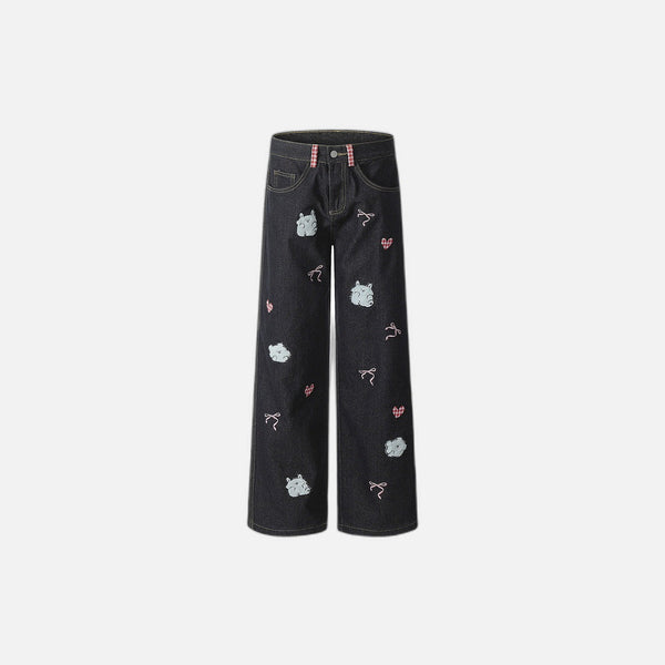 Cartoon Love Stitchwork Denim