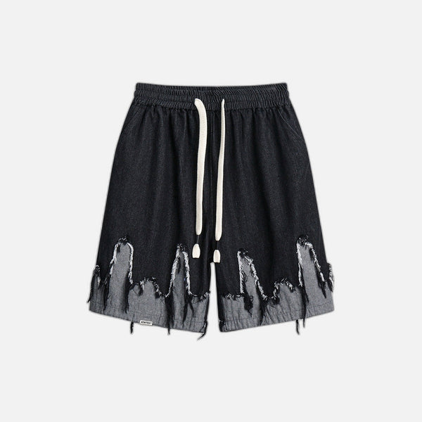 Cat Hue Patchwork Denim Shorts