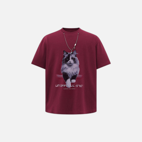 Heartland Style Nine-Lives Print Decorative T-Shirt alternatif görünüm