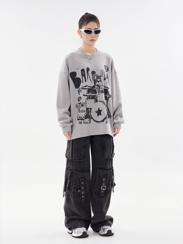 Band Kitty Graphic Sweatshirt alternatif görünüm