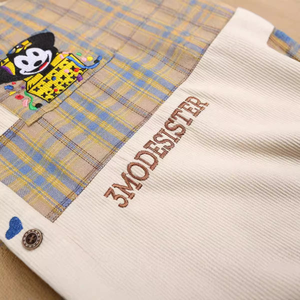 Vintage Stitch Plaid Button Shirt alternatif görünüm
