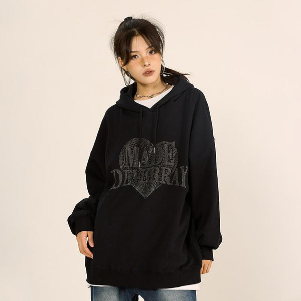 Heart Letter Printed Sweatshirt alternatif görünüm
