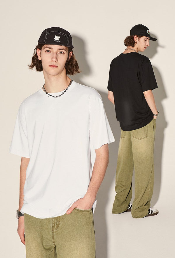 Black And White Block-Color Color T-Shirt alternatif görünüm