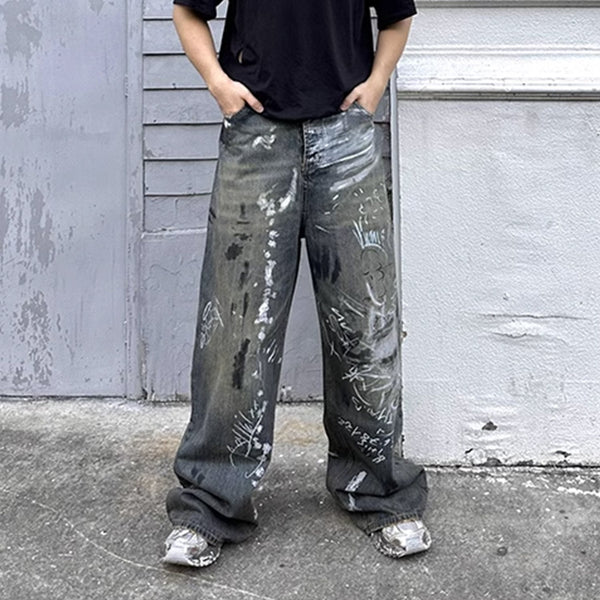 Bell-Leg Relaxed Graphic Denim alternatif görünüm