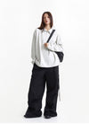 Zipper-Trim Collar Edge Woven Top