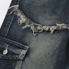 Yıkanmış Yırtık Detaylı Yüksek Bel Baggy Jean Pantolon, yakın çekim — Navra Wear