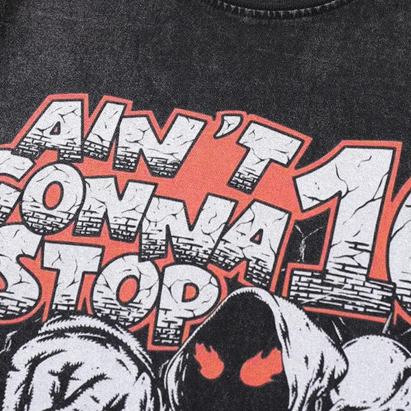 Distress-Washed Easy-Fit Anger Revenge T-Shirt alternatif görünüm