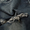 Yıkanmış Yırtık Detaylı Yüksek Bel Baggy Jean Pantolon, kombin görünüm — Navra Wear