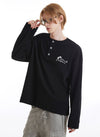 Fall Needle-Art Henley T-Shirt