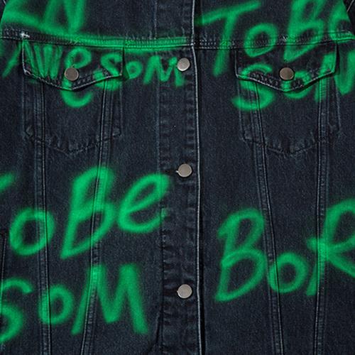 Olive Vintage Washed Denim Jacket alternatif görünüm