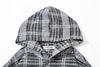 Hood-Front Plaid Button Top