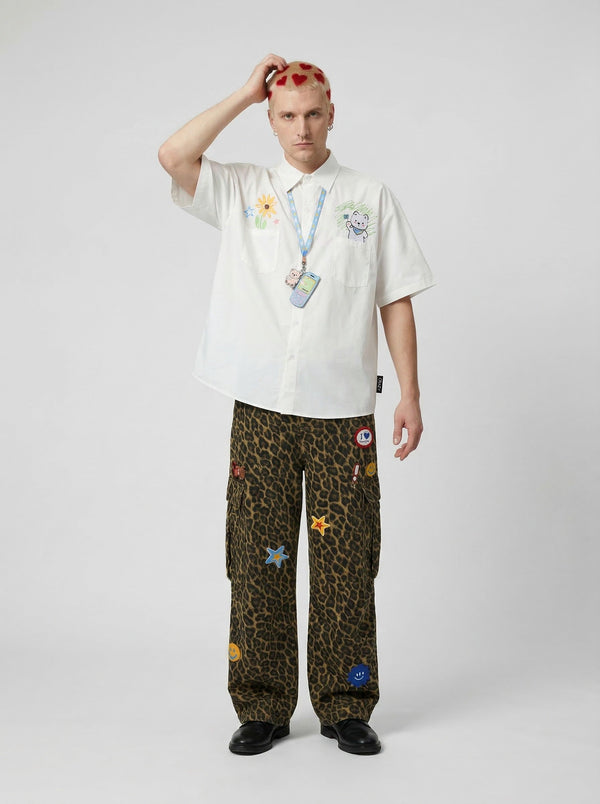 Sunflower and Ursus Thread-Work Button-Up Shirt alternatif görünüm