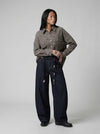 Indigo Beaded Bell-Leg Denim Trousers