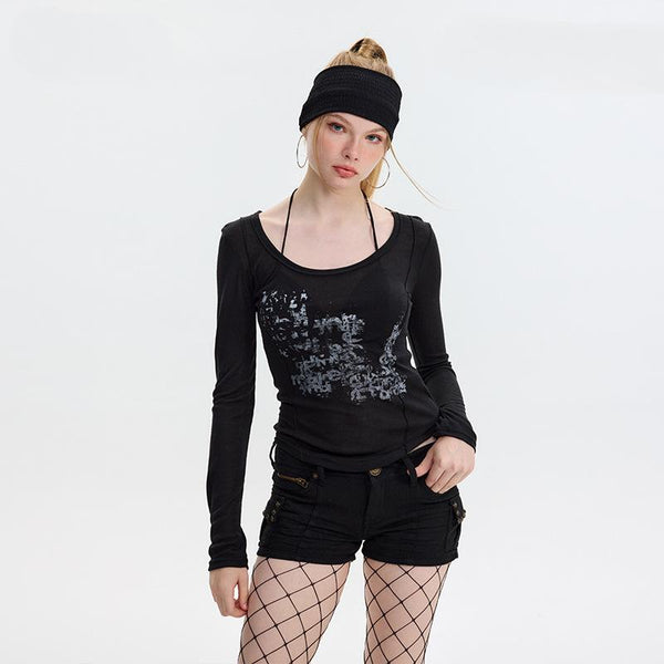 Abstract Print Full-Sleeve Women's T-Shirt alternatif görünüm