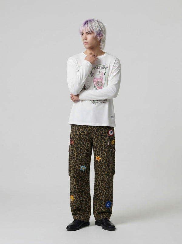 Meticulous Cartoon Visual Long-Sleeve T-Shirt alternatif görünüm