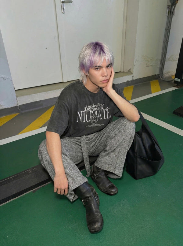 NIUMATE Big-Silhouette Designed T-Shirt