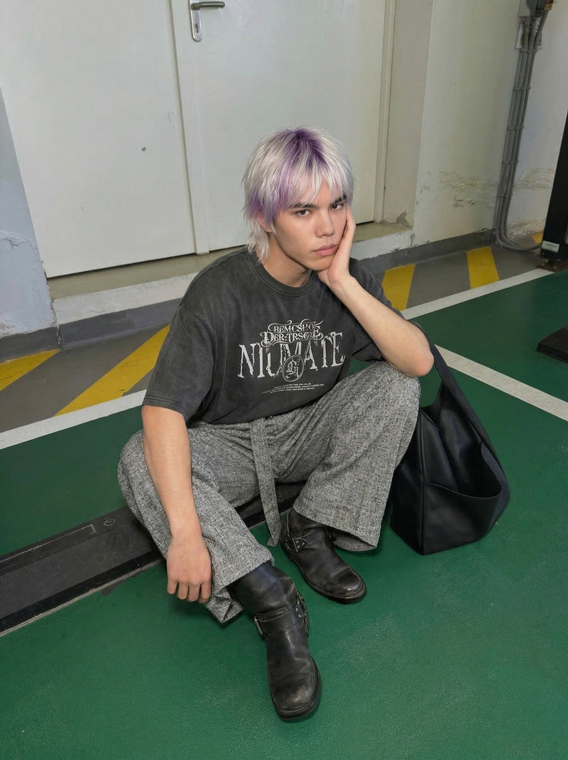 NIUMATE Big-Silhouette Designed T-Shirt