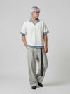 Plaid Layered Short-Sleeve Collar-Knit Shirt