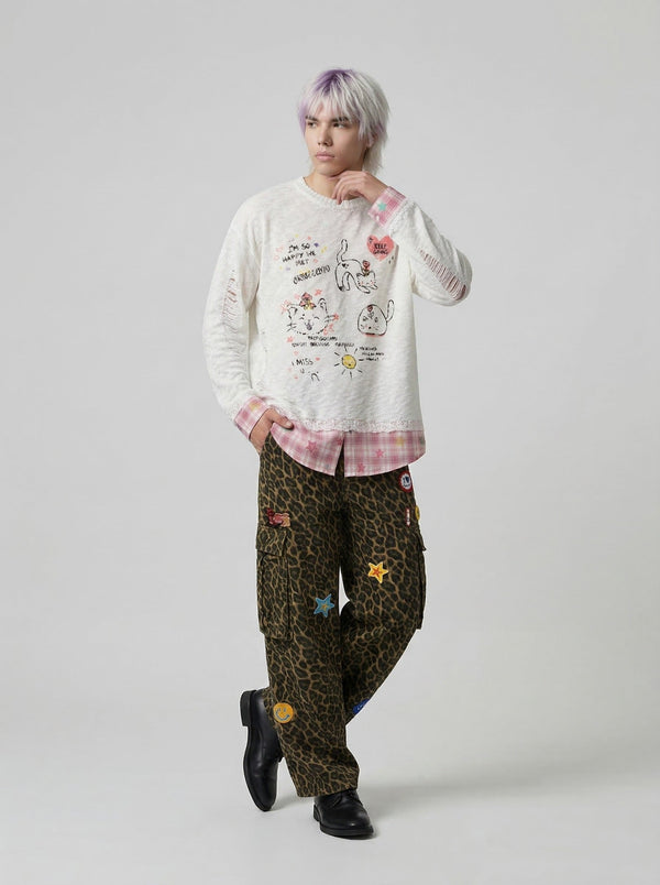 Playful Nine-Lives Visual Layered Top alternatif görünüm