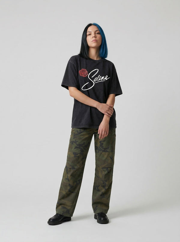 Throwback Black Bloom Illustrated T-Shirt alternatif görünüm