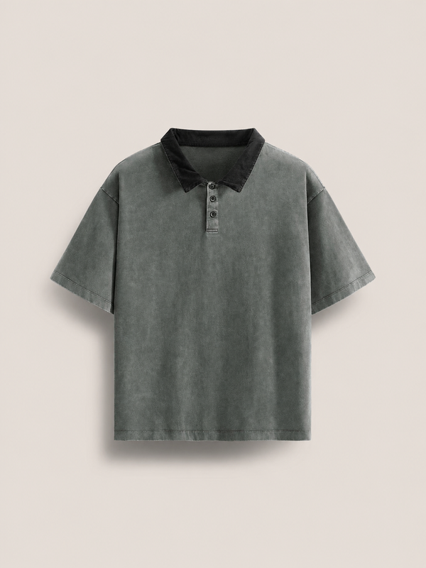 Yıkanmış Polo Tişört, yan görünüm — Navra Wear
