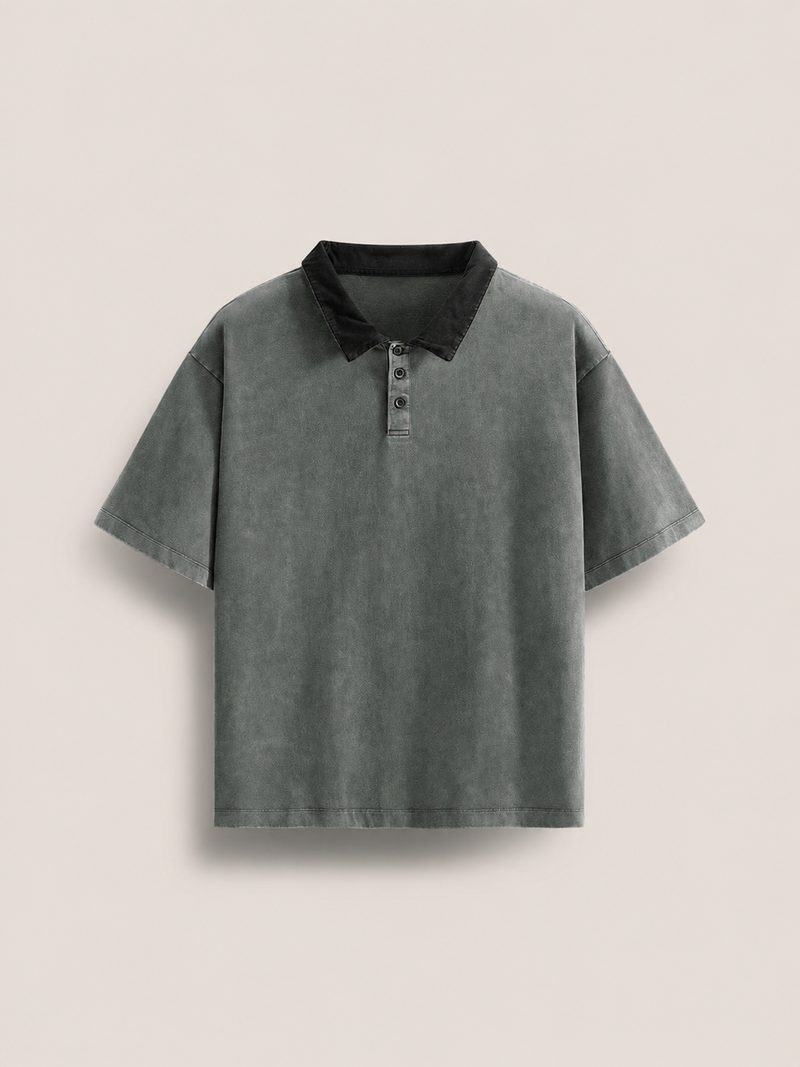 Yıkanmış Polo Tişört, yan görünüm — Navra Wear