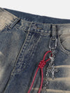 Yıkanmış Taşlamalı Baggy Bol Paça Jean Pantolon, detay görünüm — Navra Wear