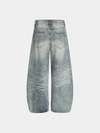 Yıkanmış Taşlamalı Baggy Bol Paça Jean Pantolon, detay görünüm — Navra Wear