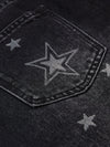 Yıkanmış Taşlamalı Yıldız Bol Paça Jean Pantolon, detay görünüm — Navra Wear