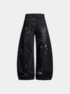 Yıkanmış Taşlamalı Yıldız Bol Paça Jean Pantolon, stil görünüm — Navra Wear