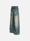Yıkanmış Taşlamalı Buruşuk Jean Pantolon, önden görünüm — Navra Wear