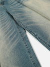 Yıkanmış Taşlamalı Buruşuk Jean Pantolon, detay görünüm — Navra Wear