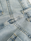 Yıkanmış Buruşuk Jean Şort, detay görünüm — Navra Wear