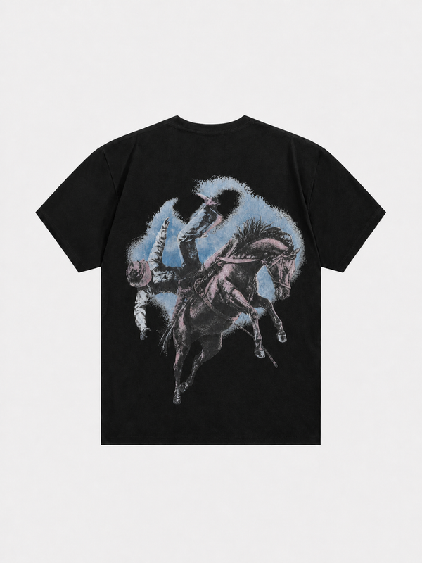Western Baskılı Tişört, arka görünüm — Navra Wear