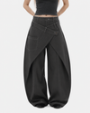 Kruvaze Panel Baggy Bol Paça Pantolon, arka görünüm — Navra Wear