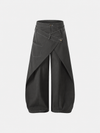 Kruvaze Panel Baggy Bol Paça Pantolon, yan görünüm — Navra Wear