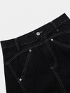 Buruşuk Bol Paça Jean Pantolon, önden görünüm — Navra Wear